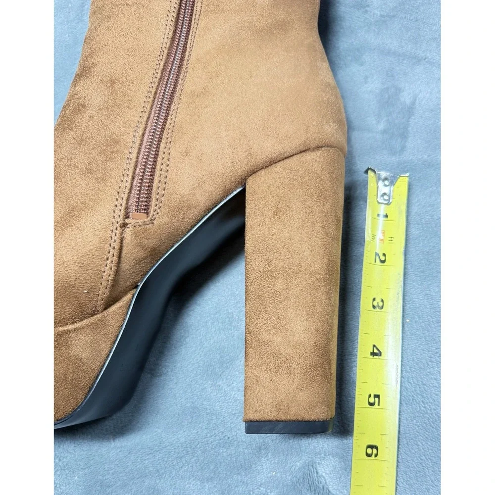 Nine West Kerri2 Boots Womens 9.5 Brown Suede Platform Heel Ankle